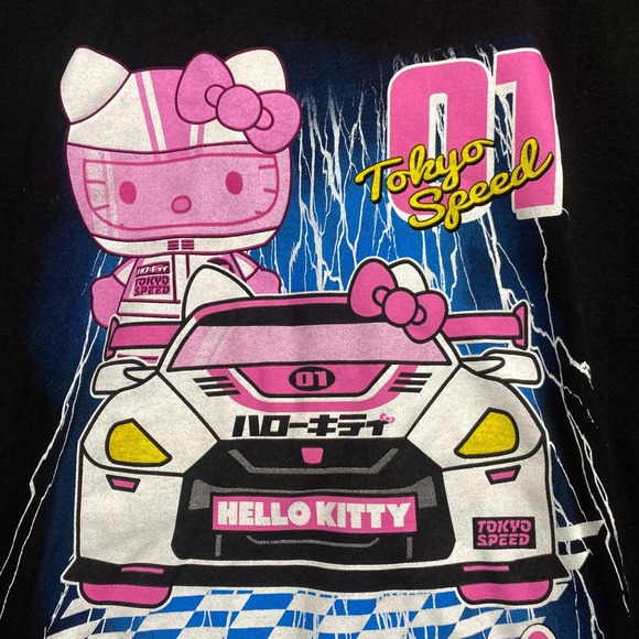 Hello Kitty Other - Hello Kitty Sanrio Tokyo Speed Race Car T-Shirt Mens Large Black Pink Bioworld